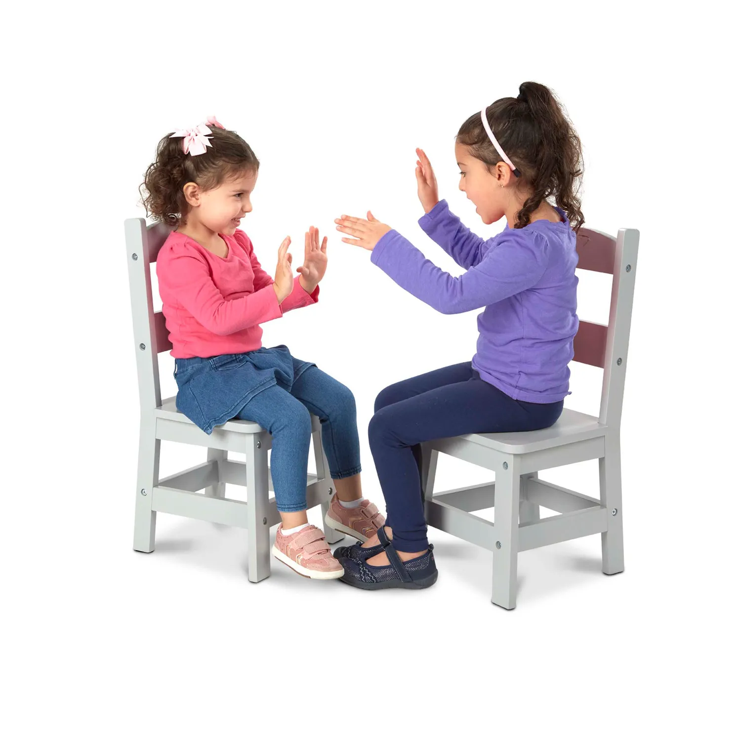 Melissa & Doug Kinderstuhl Holz Grau 2er-Set 28 cm