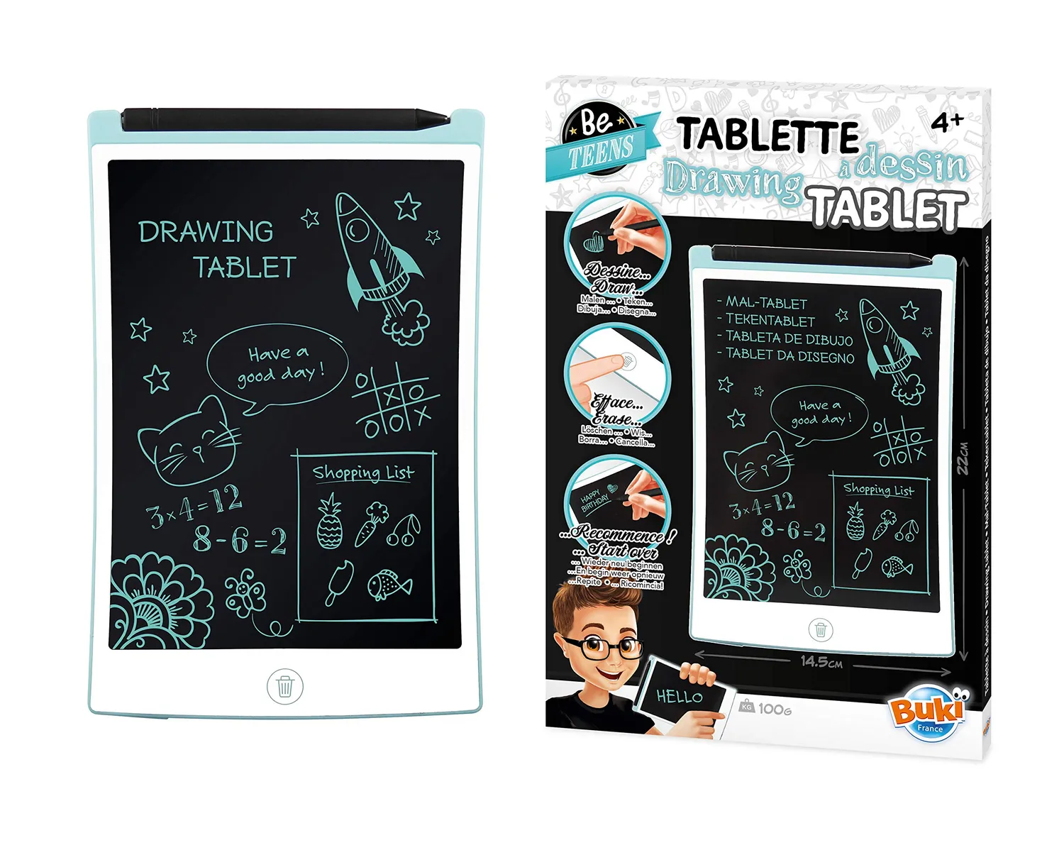 Buki France TD001 Mal-Tablet LCD-Zeichentablett mit Stift