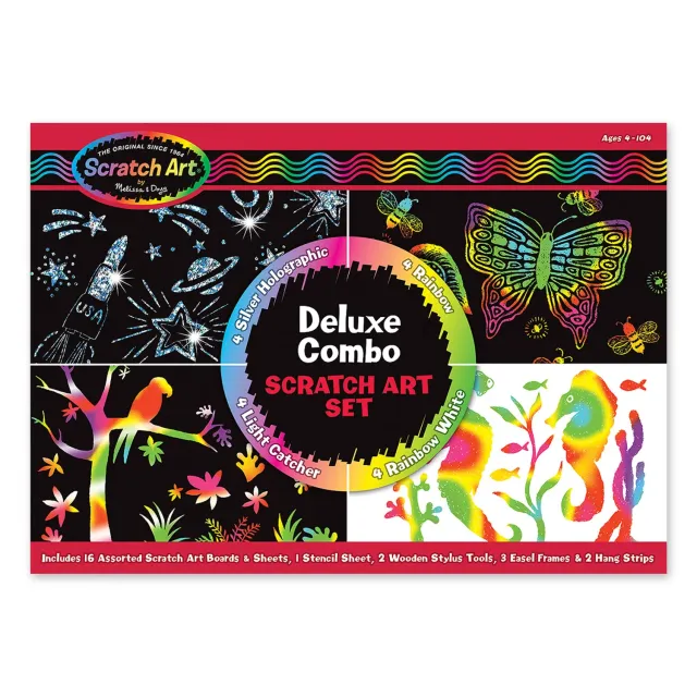 Melissa & Doug Deluxe Scratch Art Kratzbilder-Set 16-tlg bunt