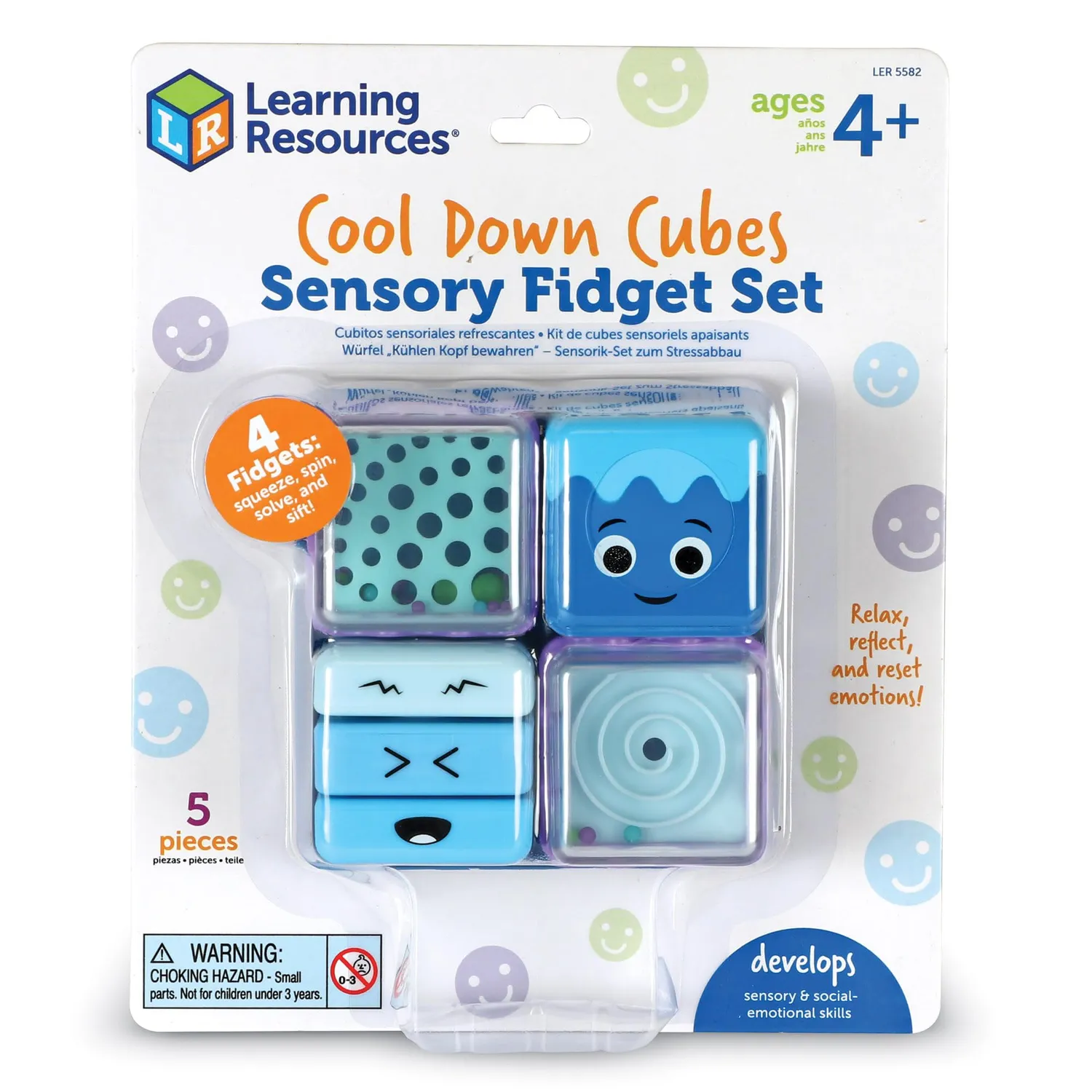 Learning Resources Cool Down Cubes Sensorik Fidgetspielzeug 4 Würfel