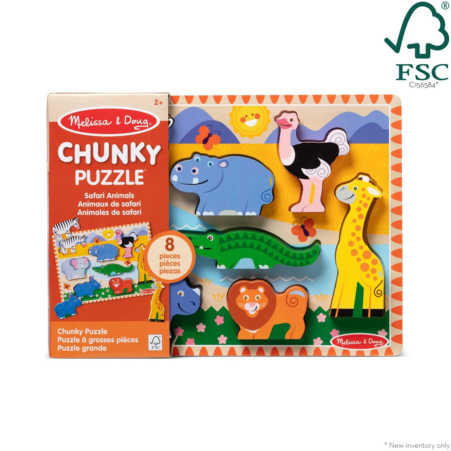 Melissa & Doug Safari Chunky Puzzle Holzpuzzle 8 Teile Tiere