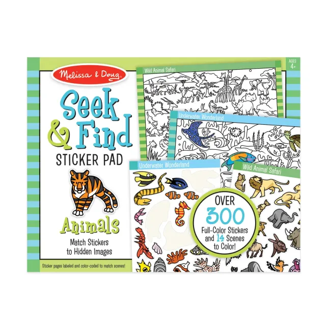 Melissa & Doug Seek & Find Stickerbuch Tiere 400 Sticker