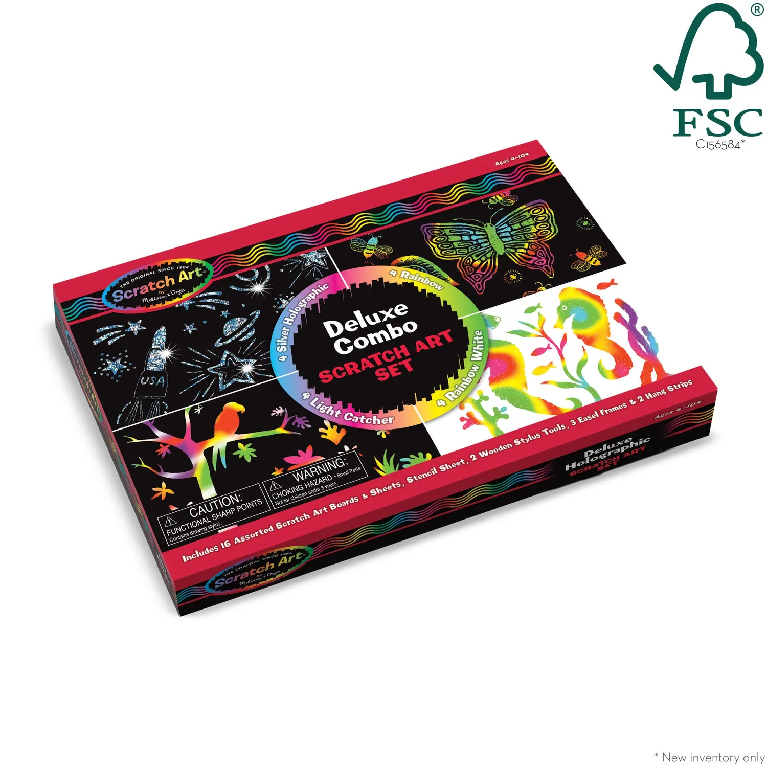 Melissa & Doug Deluxe Scratch Art Kratzbilder-Set 16-tlg bunt