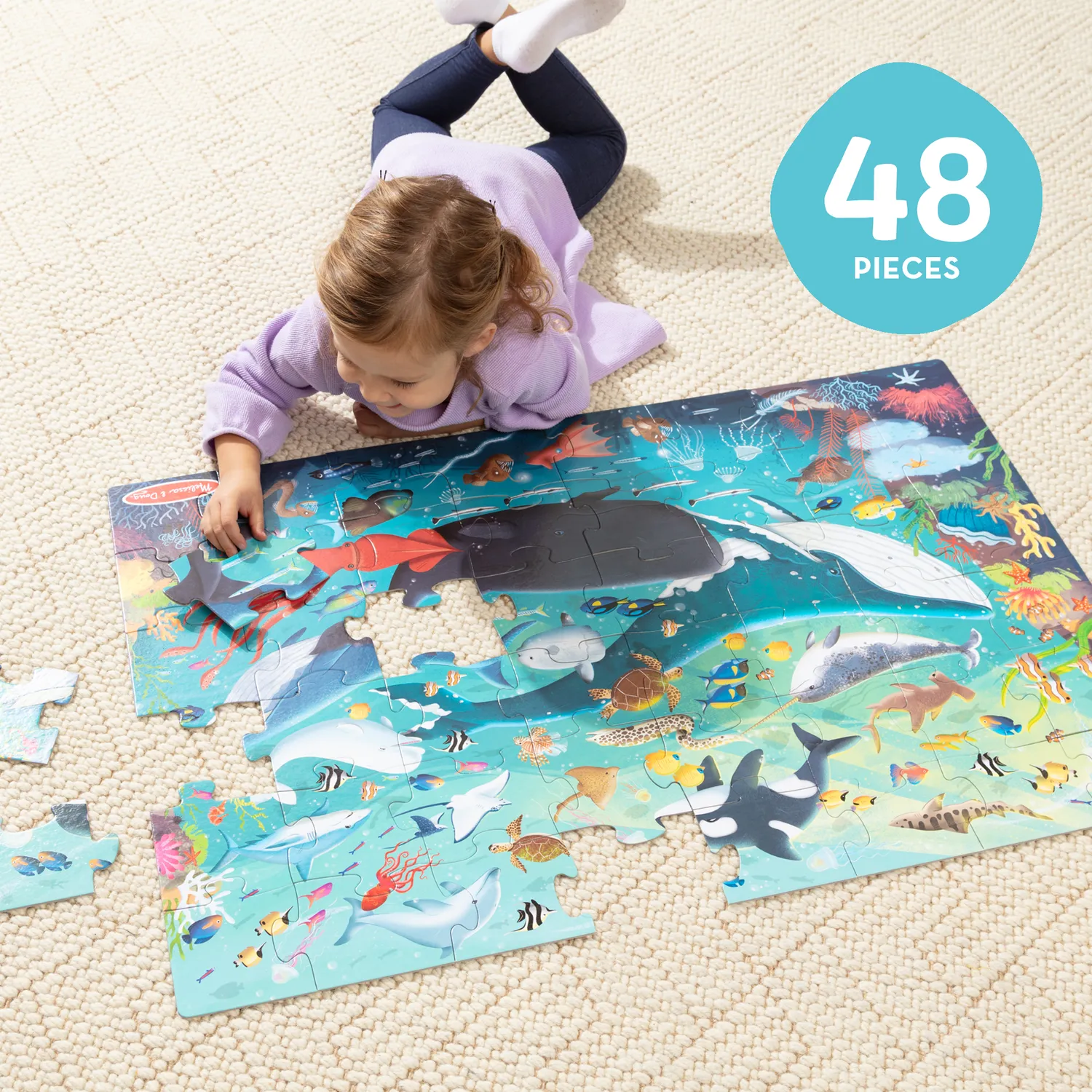 Melissa & Doug Underwater Floor Puzzle Bodenpuzzle 48 Teile groß