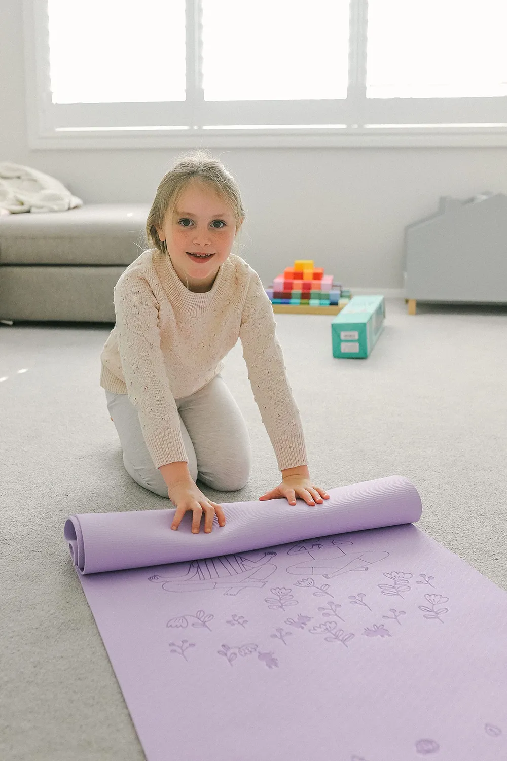Buki Yogamatte Kinder 61x150 cm Grün Lila ab 4 Jahren