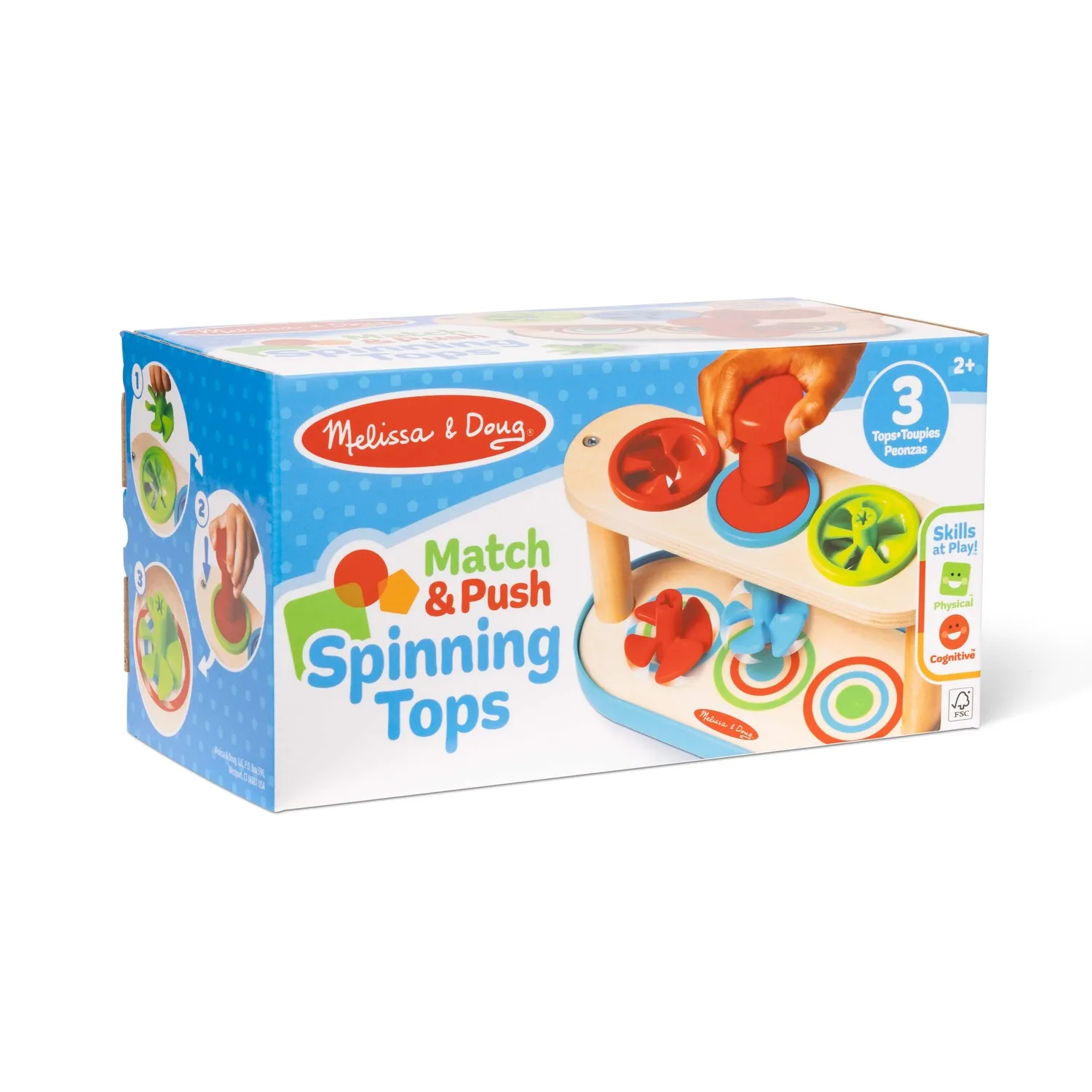 Melissa & Doug Match & Push Kreisel Spielzeug Holz ab 2 Jahren