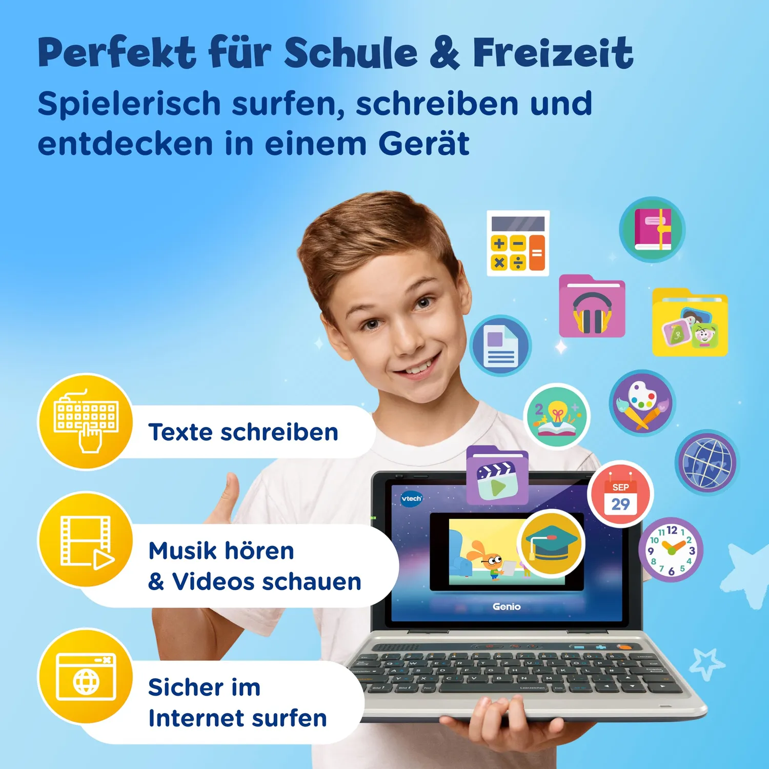 VTech Genio Lerncomputer Beere Kinderlaptop 40 Spiele