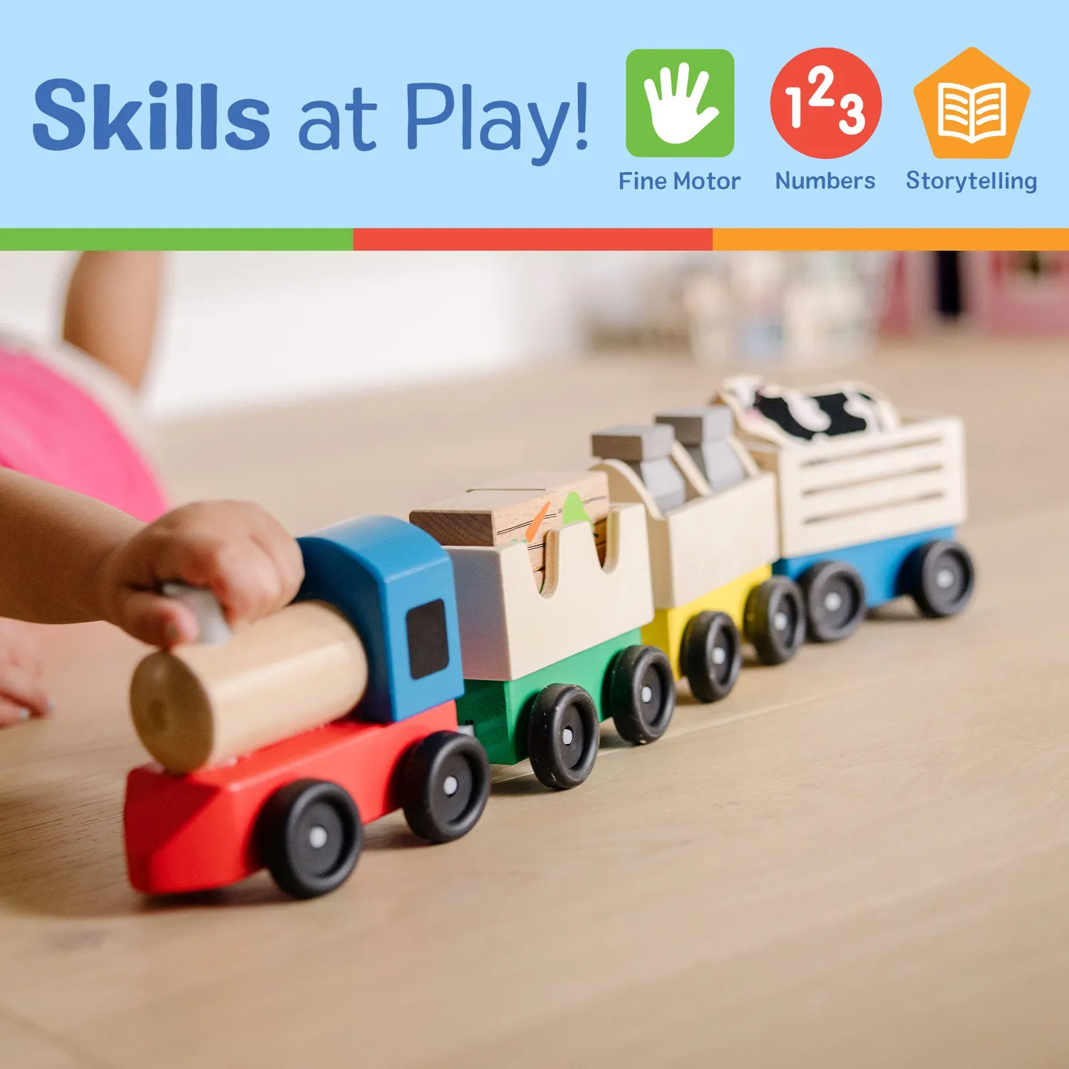 Melissa & Doug Bauernhof Holzeisenbahn Zug 3 Wagen Holz