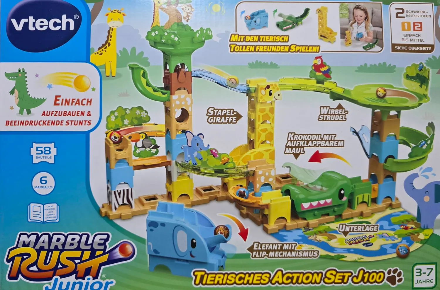 VTech Marble Rush J100 Tierisches Action-Set Kugelbahn 58-tlg.
