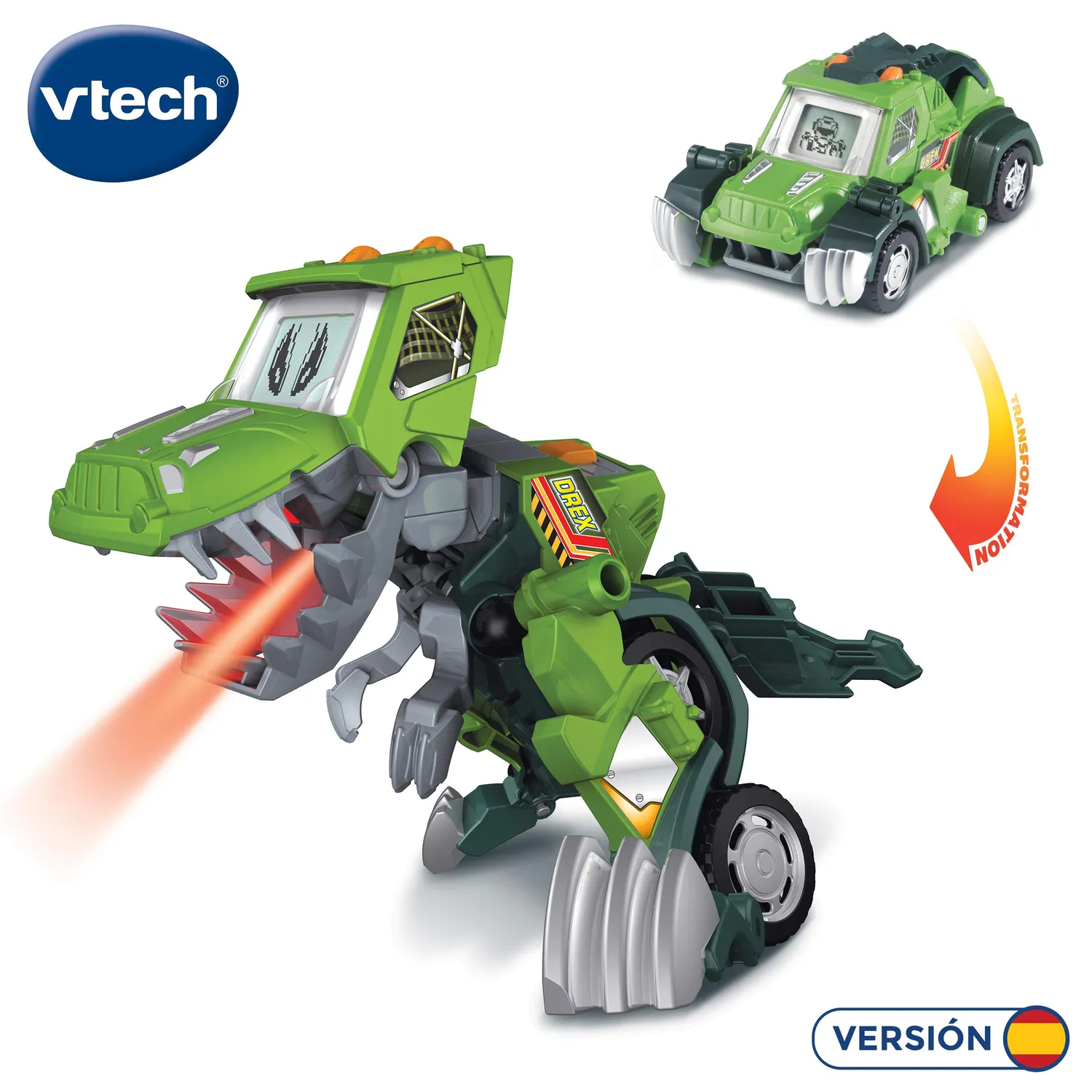 VTech Switch & Go Dinos Mud T-Rex 4x4 Dinosaurier grün spanisch