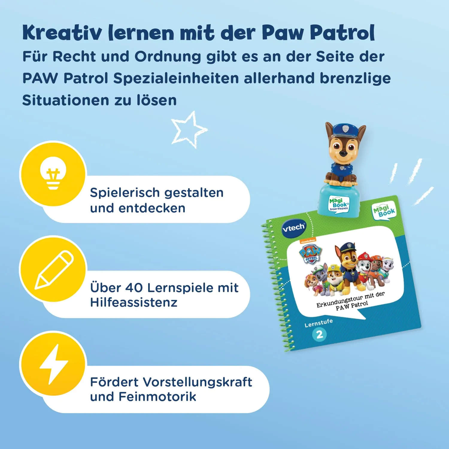 VTech MagiBook PAW Patrol Buch Lernstufe 2 Chase 4-6 Jahre