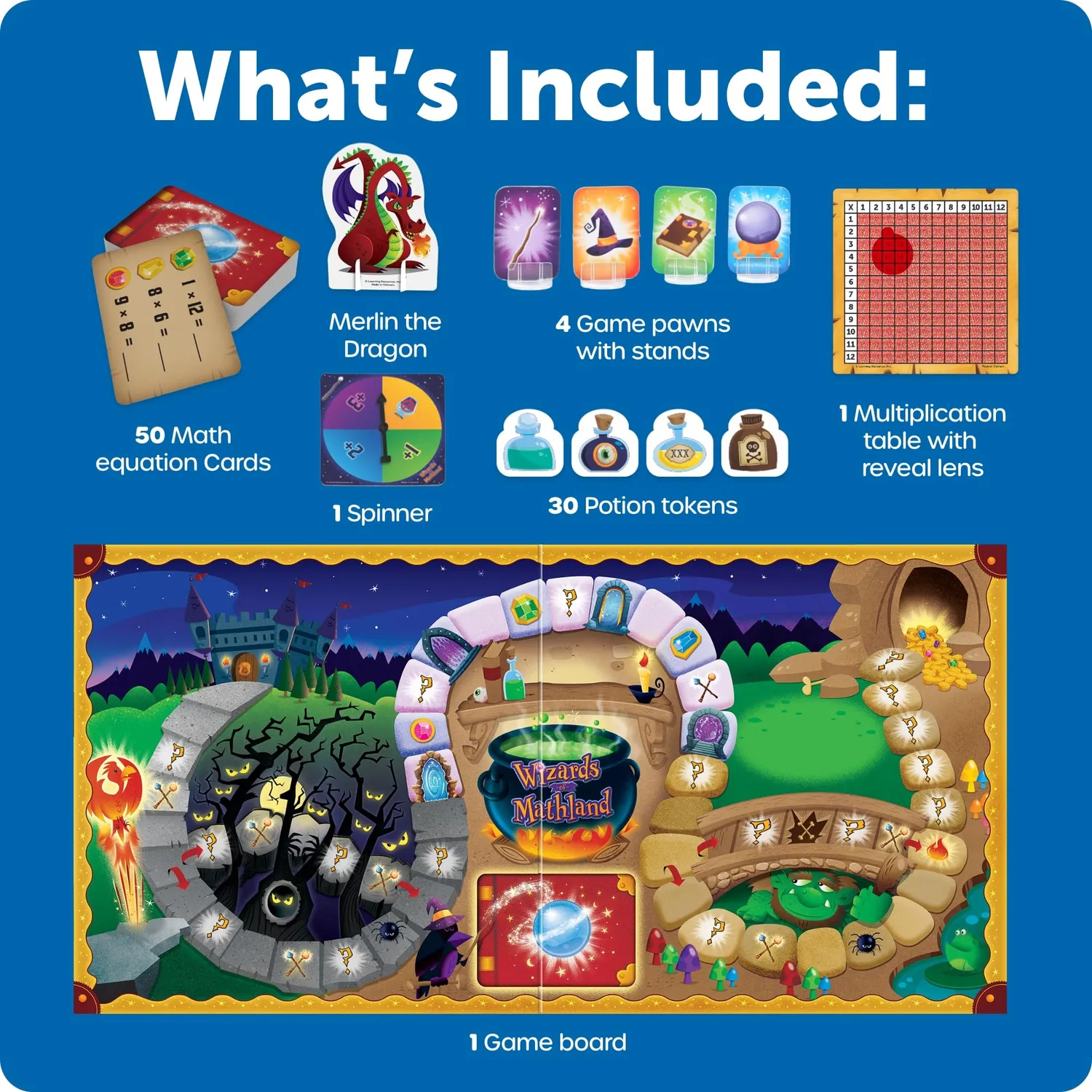 Learning Resources Wizards of Mathland Einmaleins Brettspiel ab 6 Jahren
