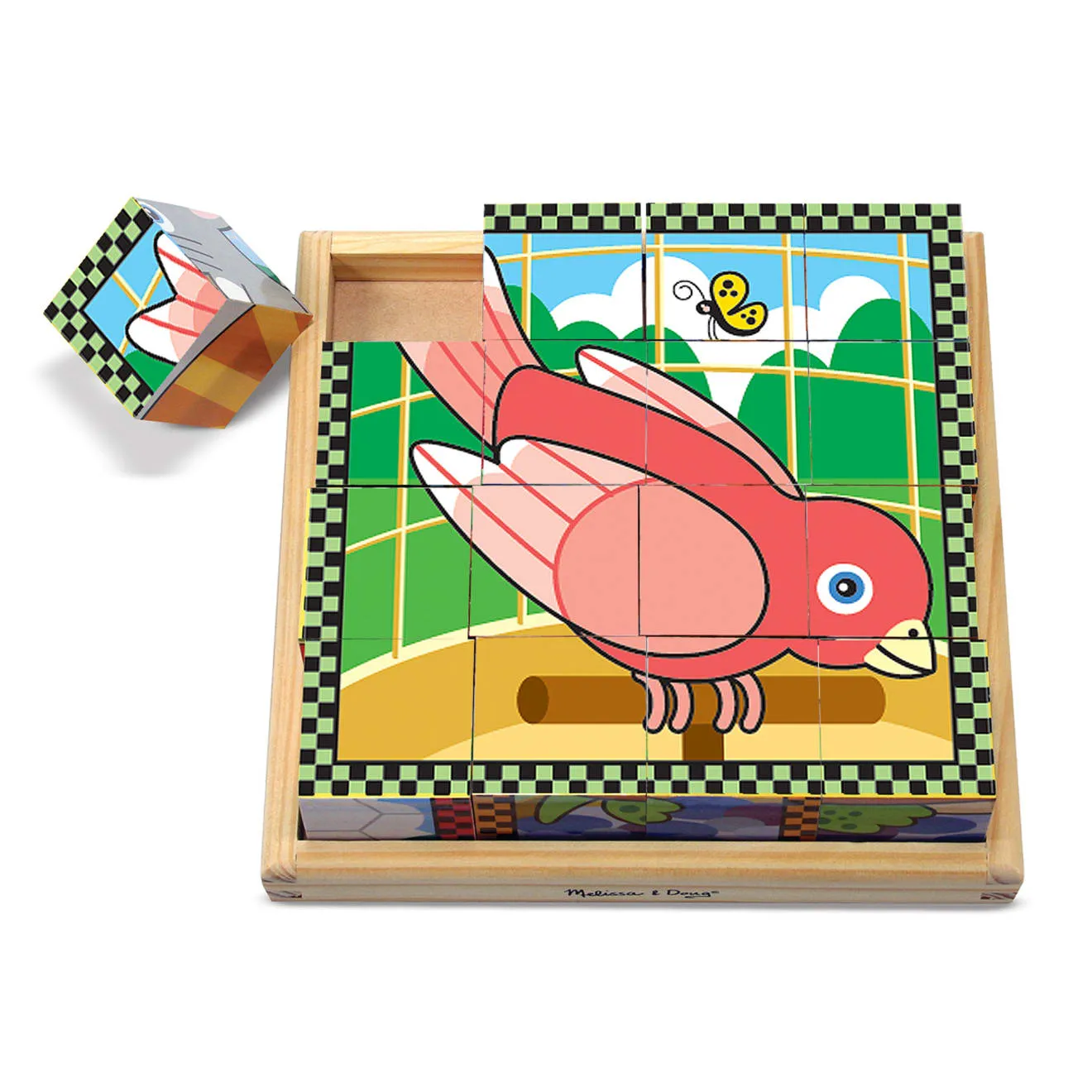 Melissa & Doug Pets Würfelpuzzle Holz 16 Würfel