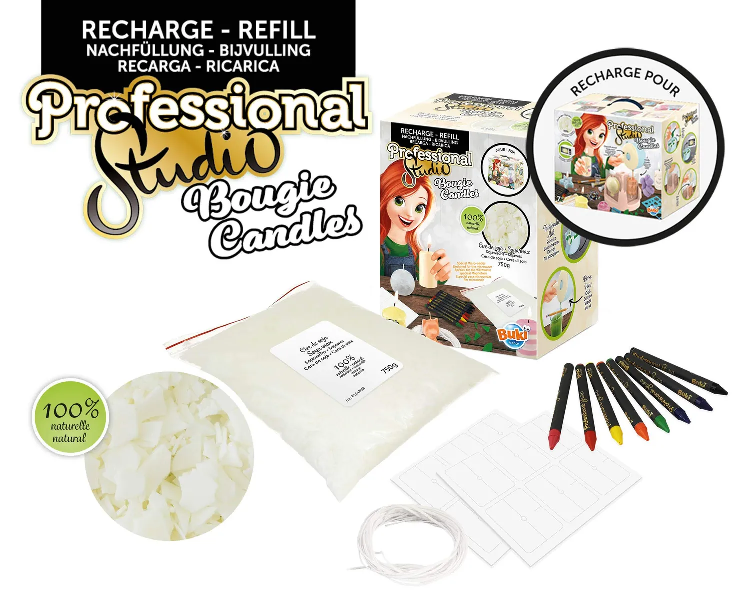 Buki Professional Studio 5423 Kerzen Nachfüllpack 750g Wachs