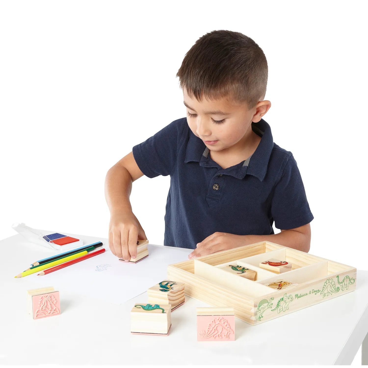Melissa & Doug Wooden Stamp Set Dinosaurs Stempelset Holz 8-tlg