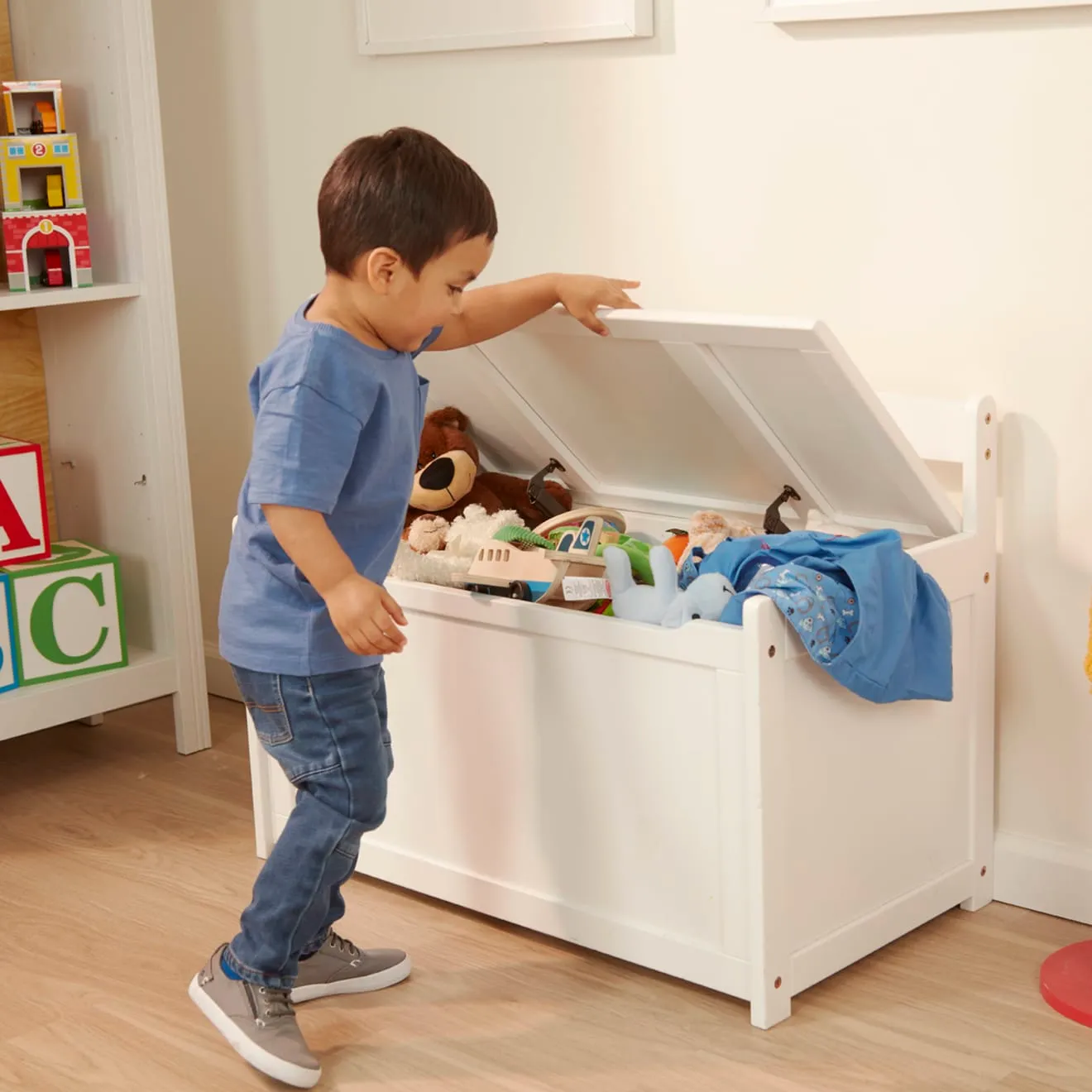 Melissa & Doug Wooden Toy Chest Spielzeugtruhe Weiß Holz