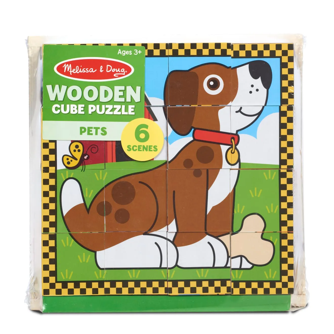 Melissa & Doug Pets Würfelpuzzle Holz 16 Würfel