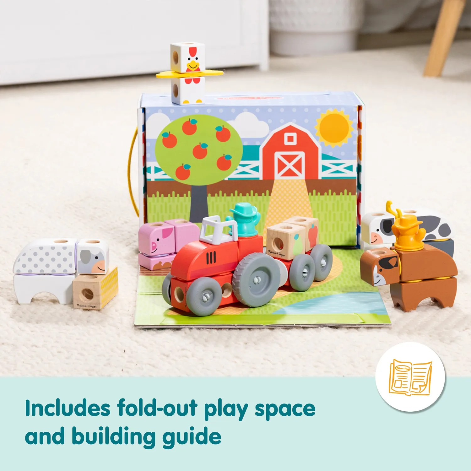 Melissa & Doug Blockables Bauernhof Bauklötze-Set Holz ab 2 Jahre