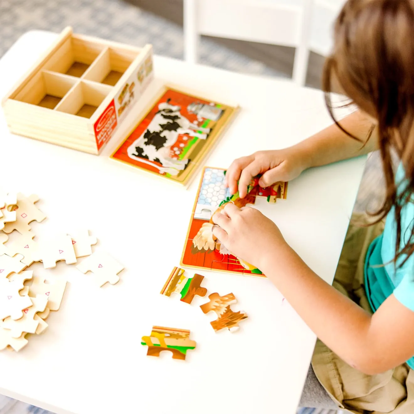 Melissa & Doug Farm Holzpuzzle Box 4x12 Teile Tiere