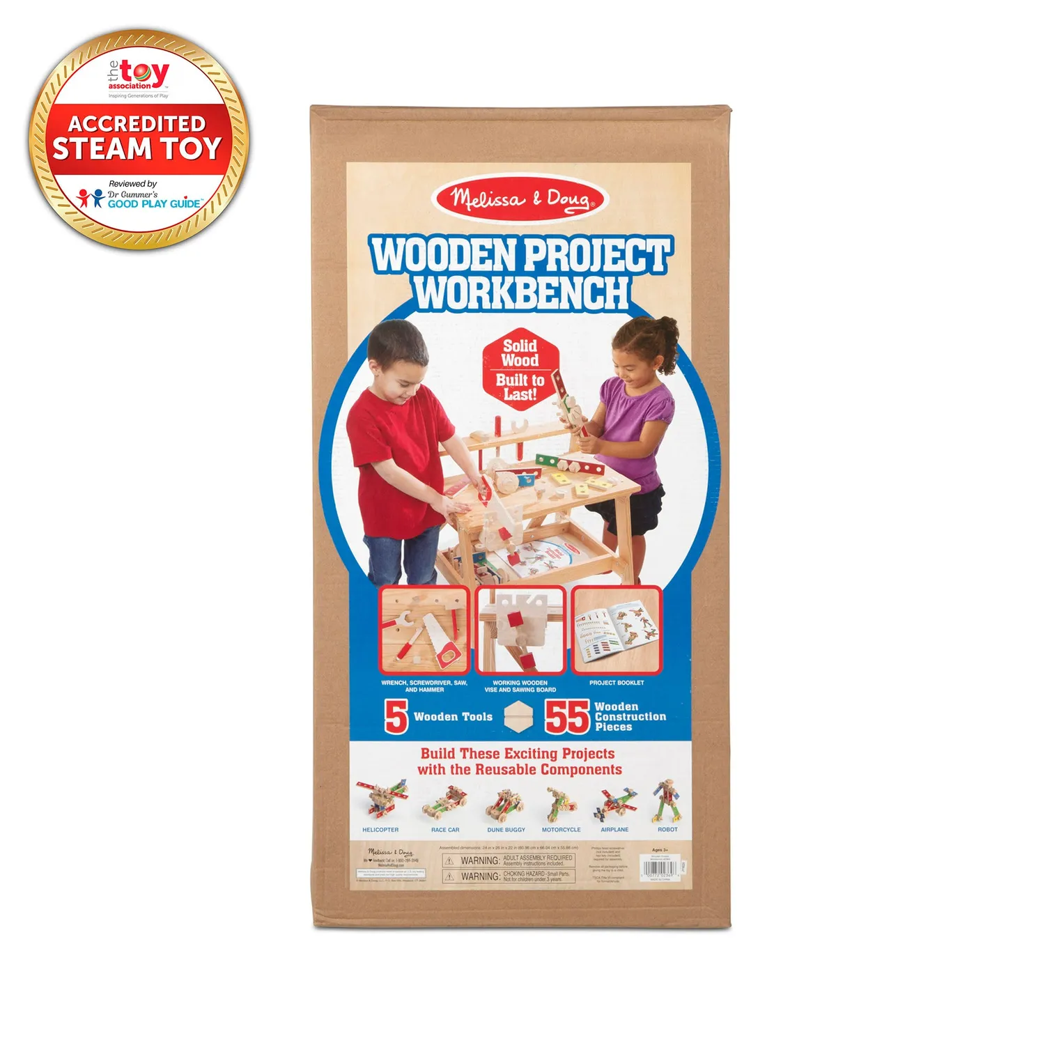 Melissa & Doug Wooden Project Werkbank Kinder Holz 55-tlg