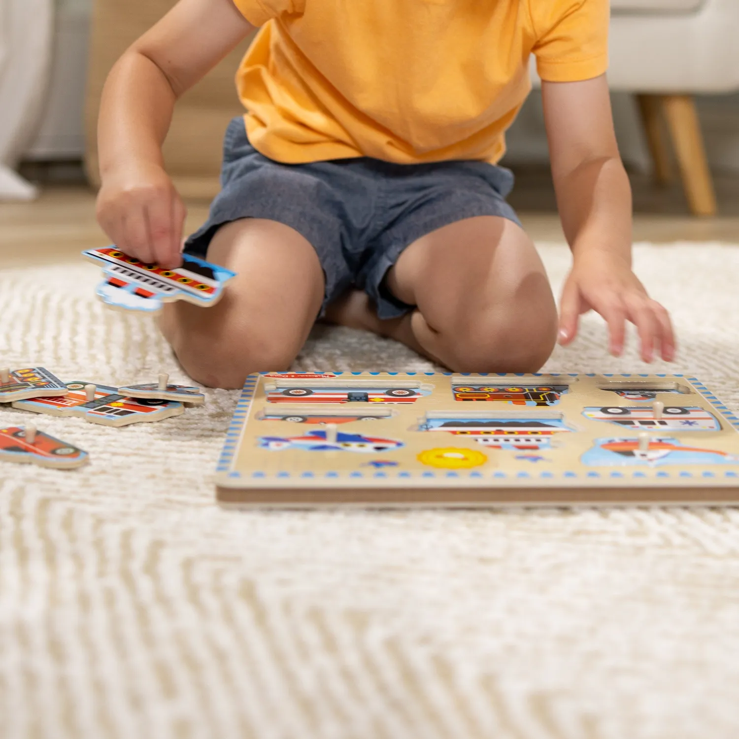 Melissa & Doug Fahrzeuge Soundpuzzle Holz 8 Teile mit Ton