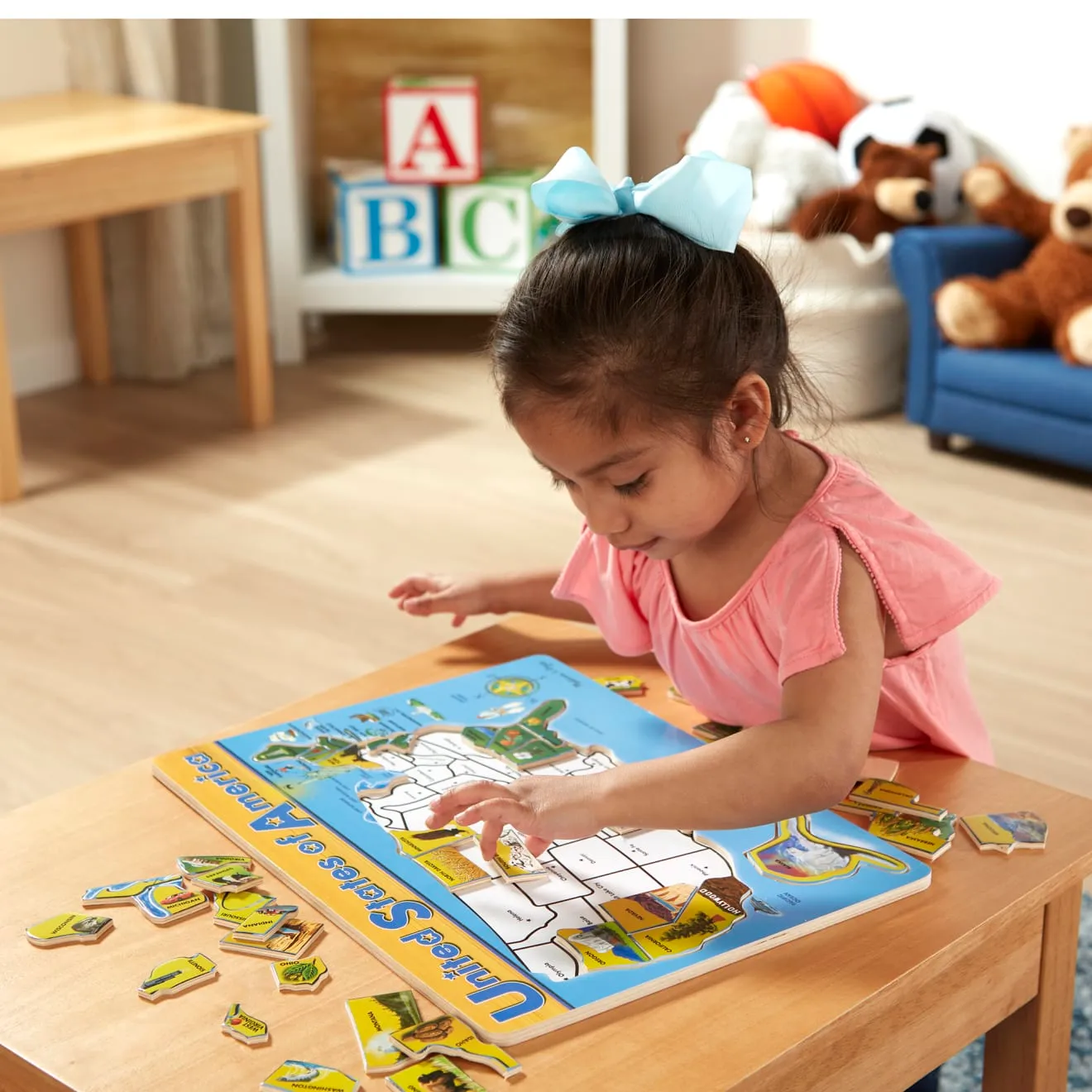 Melissa & Doug USA Karte Holzpuzzle 45-teilig Lernen