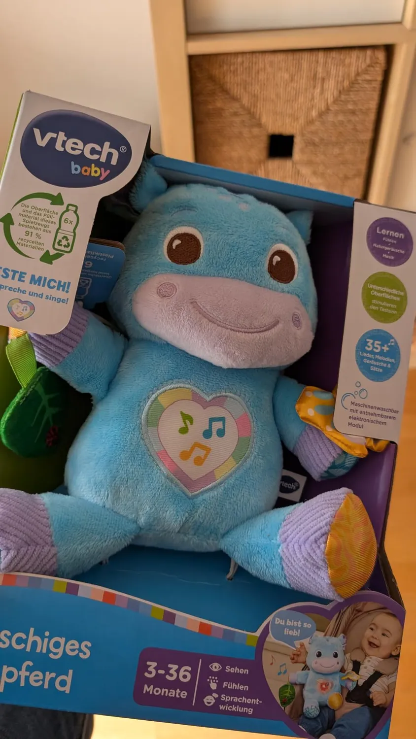 VTech Baby Flusspferd Kuscheltier 3-36 Monate mit Musik