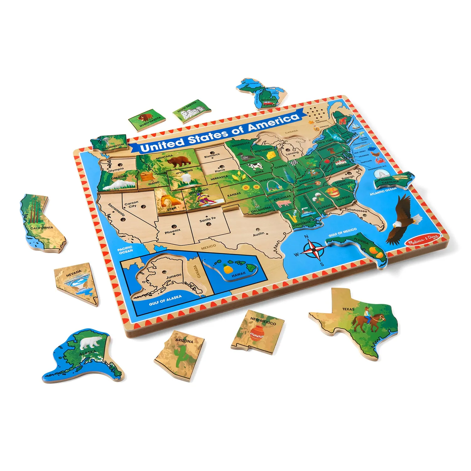 Melissa & Doug USA Soundpuzzle Holz 40-teilig USA-Karte