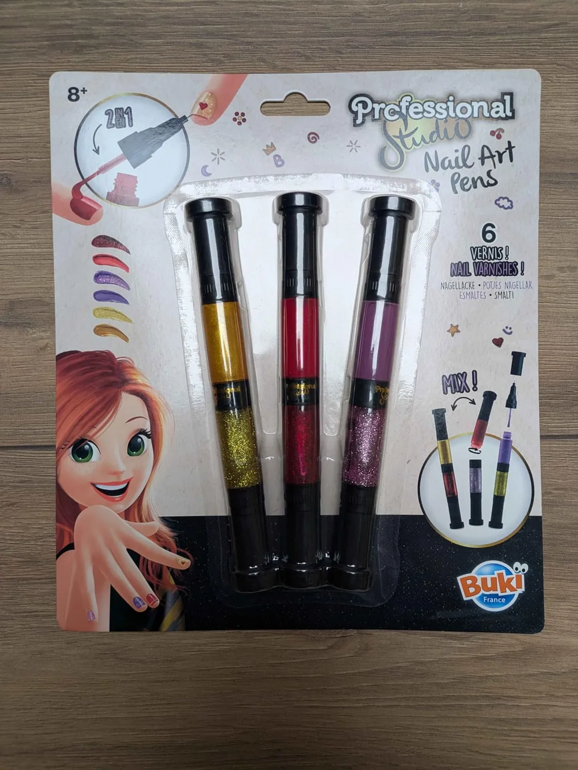 Buki PS102 Nagellackstifte 3er Rosa Grün Silber ab 8 Jahren