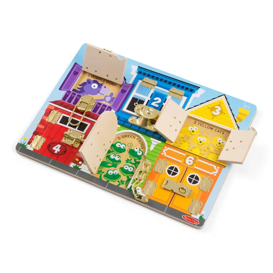 Melissa & Doug Wooden Latches Board Motorikbrett Tiere