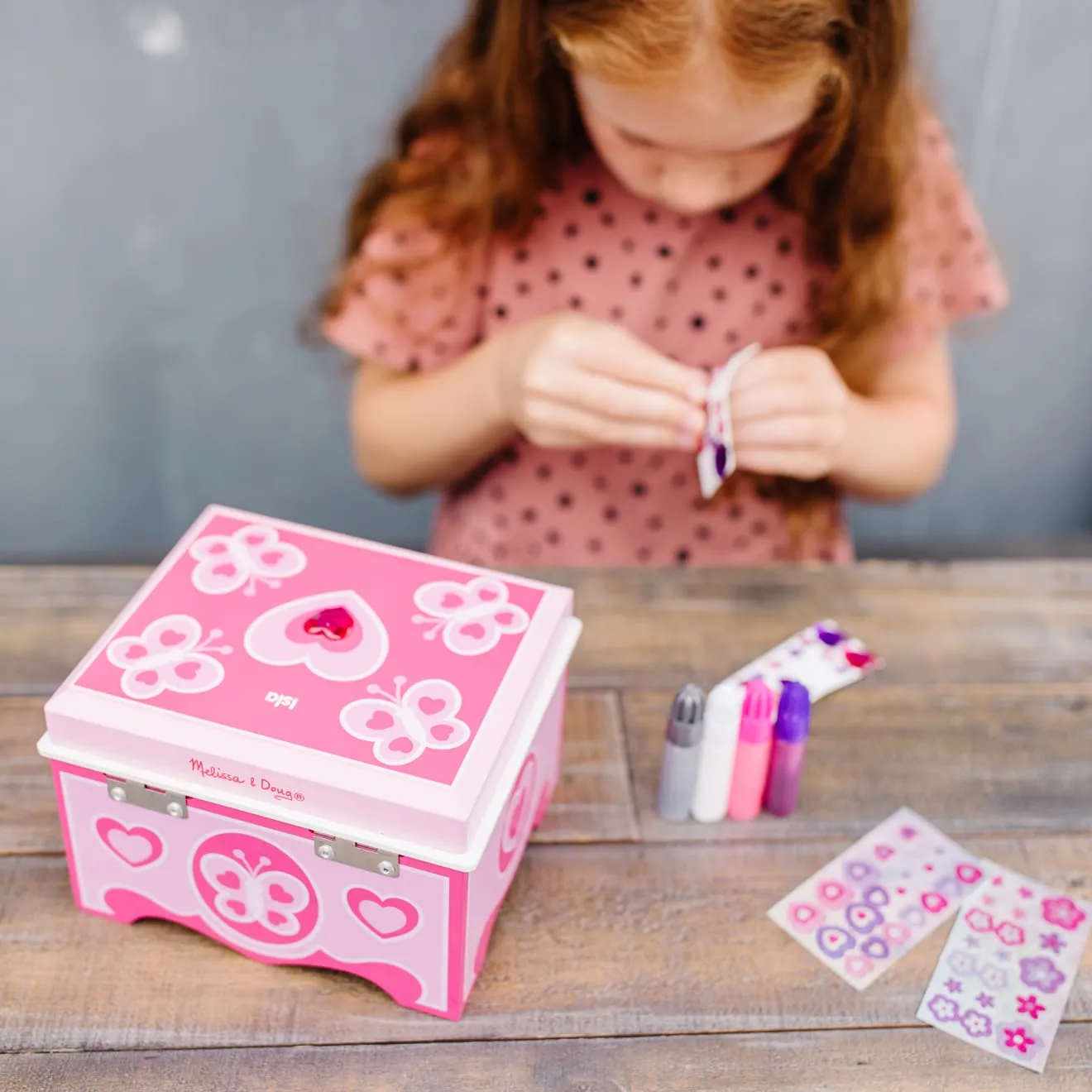 Melissa & Doug Created by Me Schmuckkästchen Bastelset Holz rosa