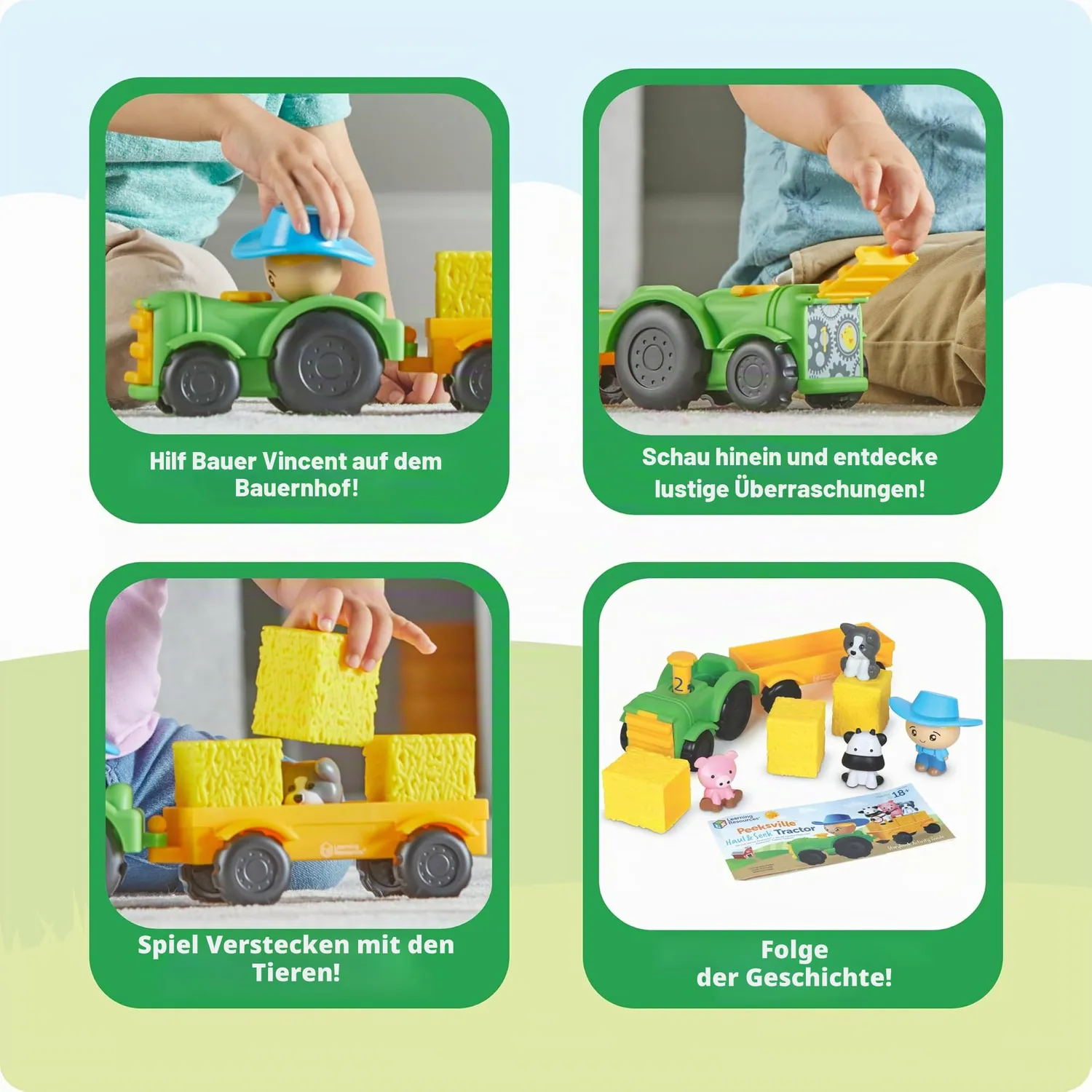 Learning Resources Peeksville Traktor Spielset 10-teilig Bauernhof