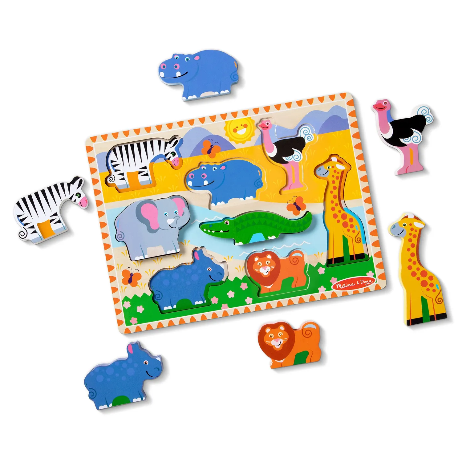 Melissa & Doug Safari Chunky Puzzle Holzpuzzle 8 Teile Tiere