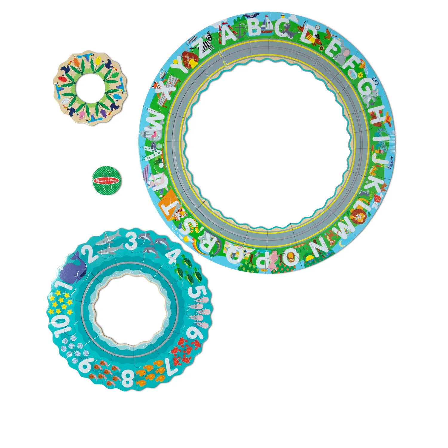 Melissa & Doug Round the Shore Tracks Bodenpuzzle 48 Teile rund