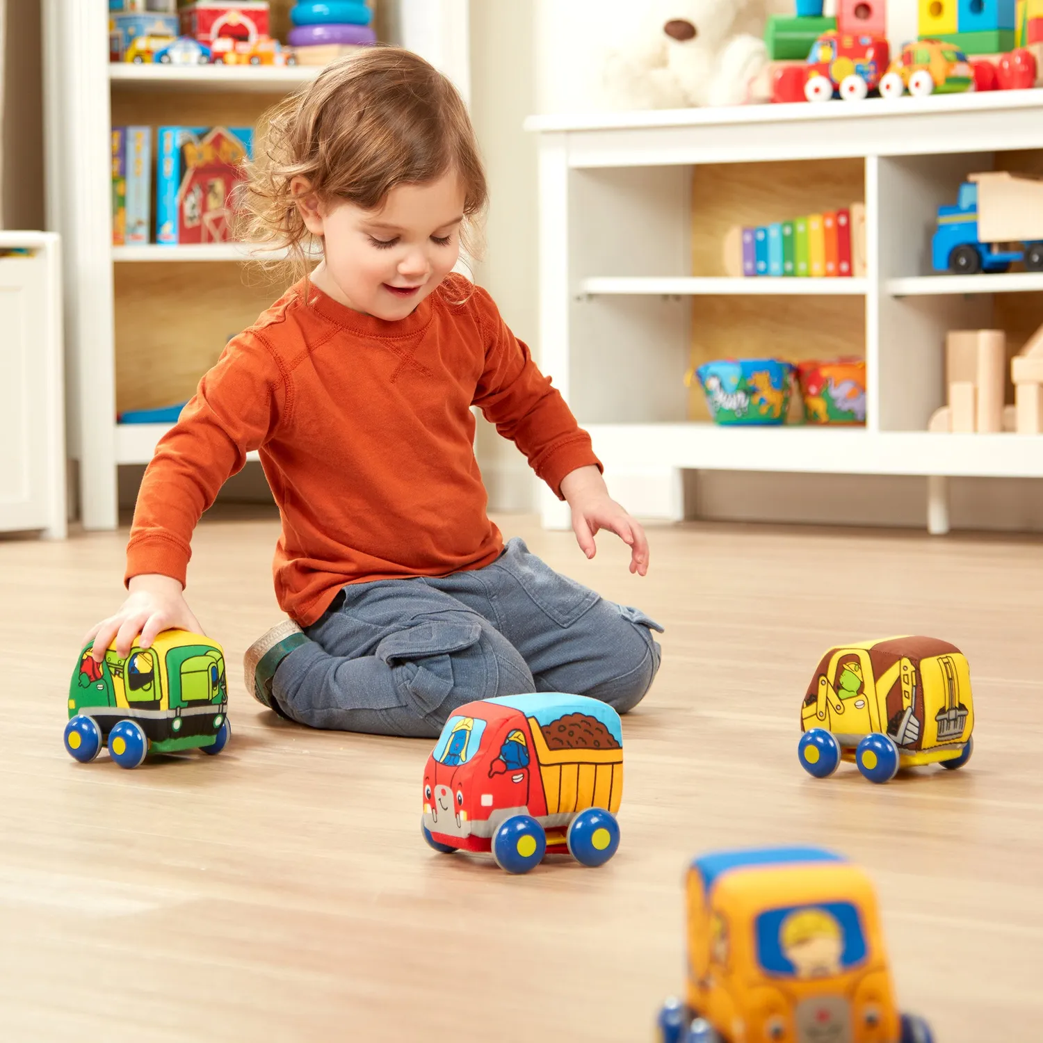 Melissa & Doug K's Kids Baufahrzeuge Rückzug 4-teilig Stoff
