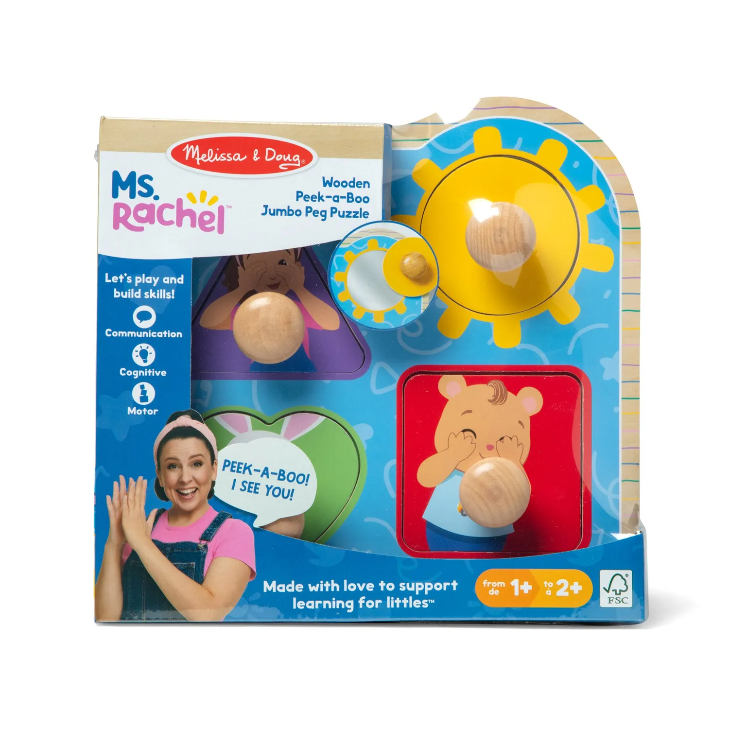 Melissa & Doug Ms. Rachel Peek-a-Boo Steckpuzzle Holz 4 Teile