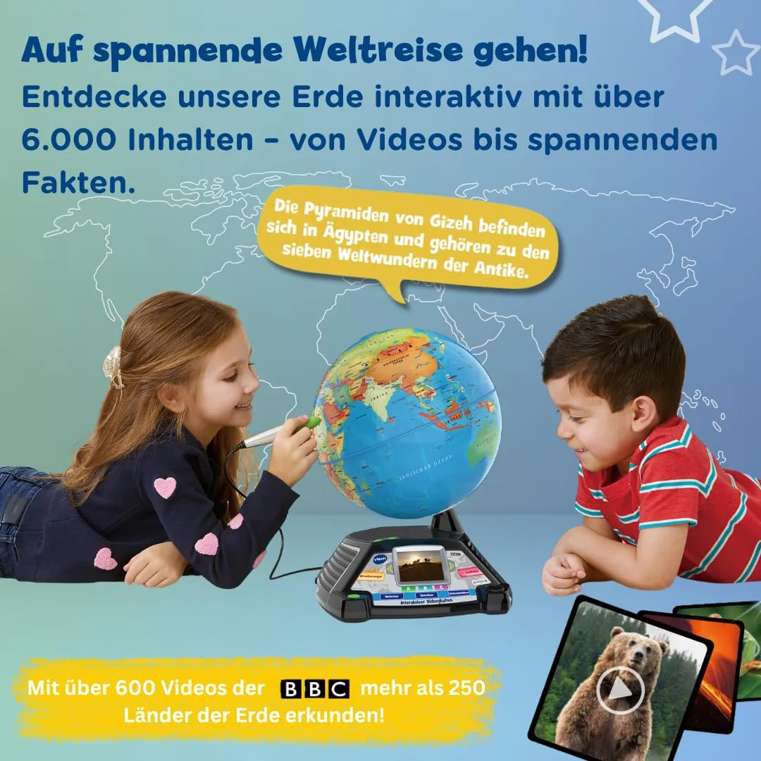 VTech Interaktiver Videoglobus 80-605464 Lernglobus mit Stift