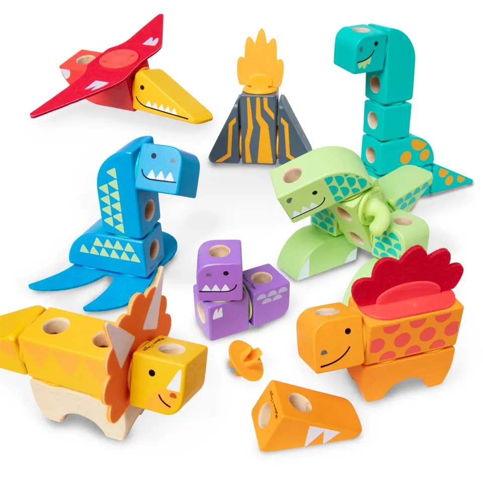 Melissa & Doug Blockables Dinosaurier Bausteine Holz Set