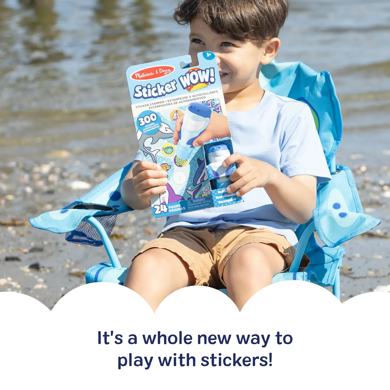 Melissa & Doug Sticker WOW Shark Stickerheft mit Stamper