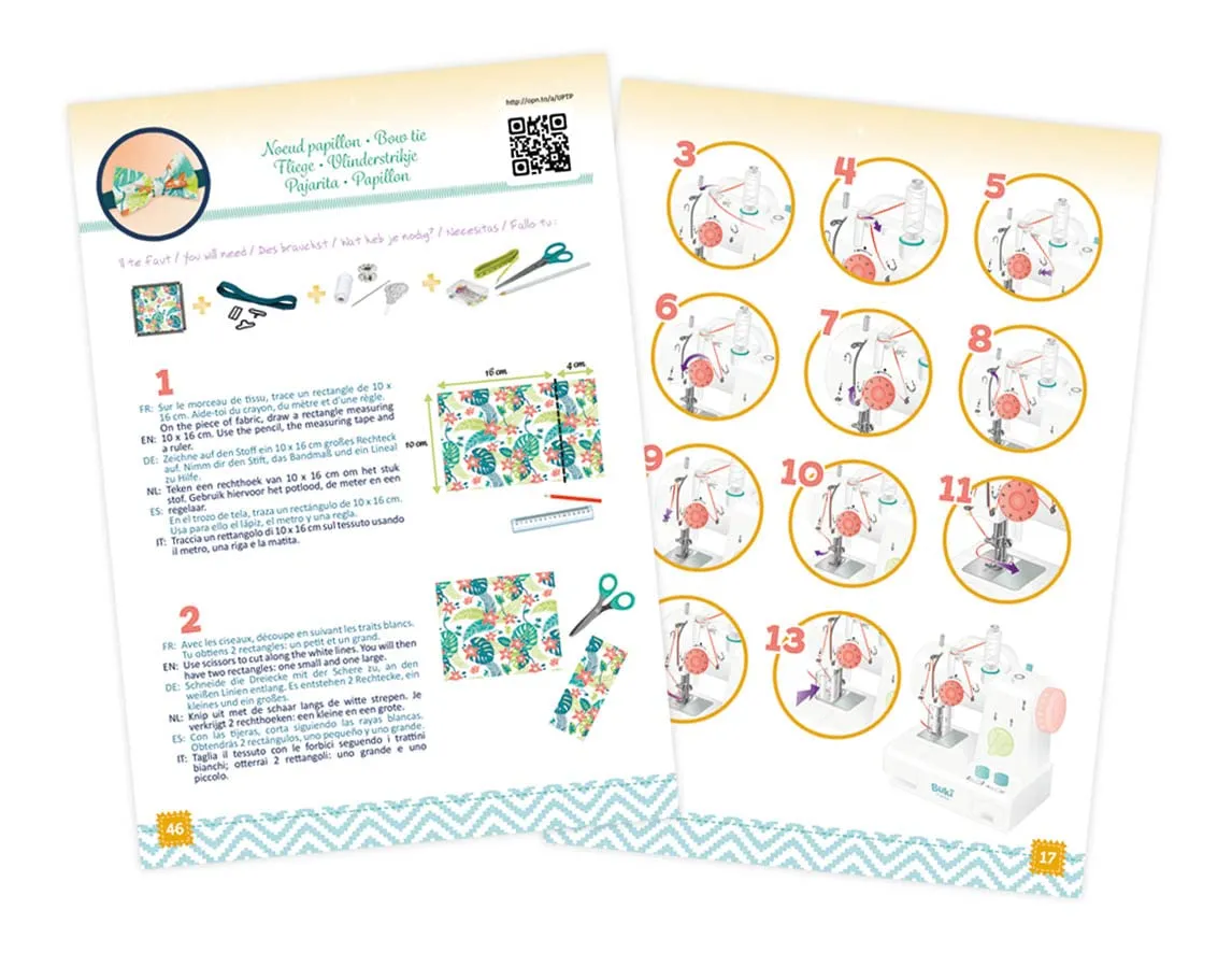 Buki Professional Studio Couture Nähmaschine für Kinder 4 Projekte