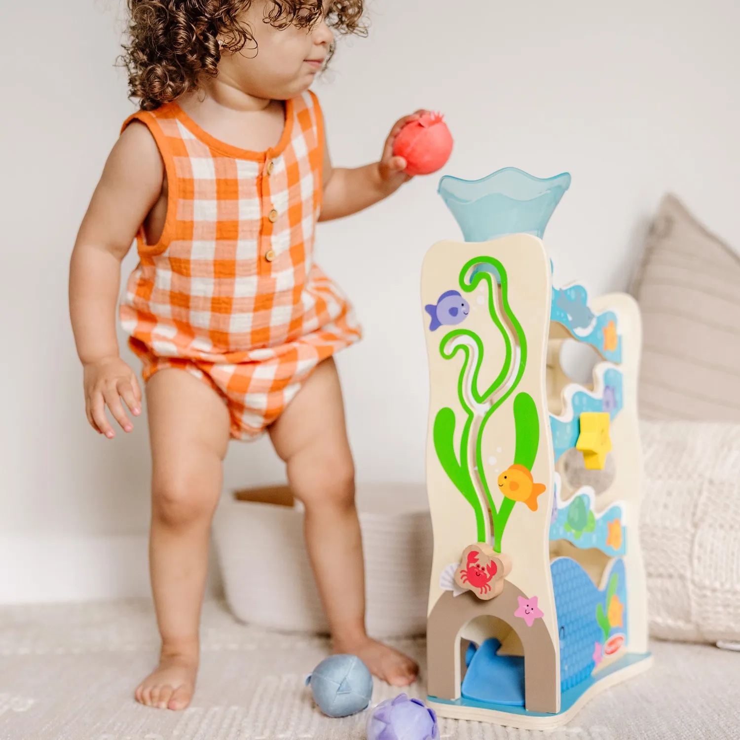 Melissa & Doug Rollables Wooden Ocean Slide Kugelbahn Holz ab 1 Jahr