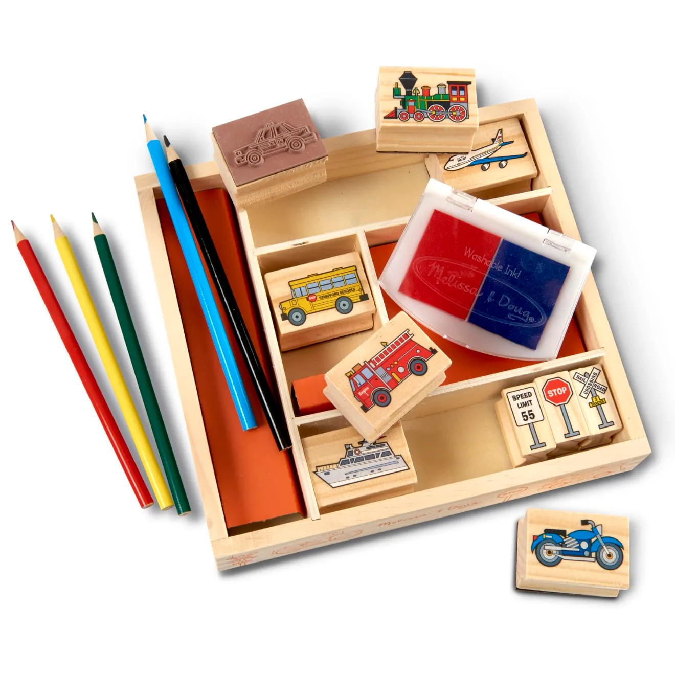 Melissa & Doug Wooden Stamp Set Stempelset Fahrzeuge