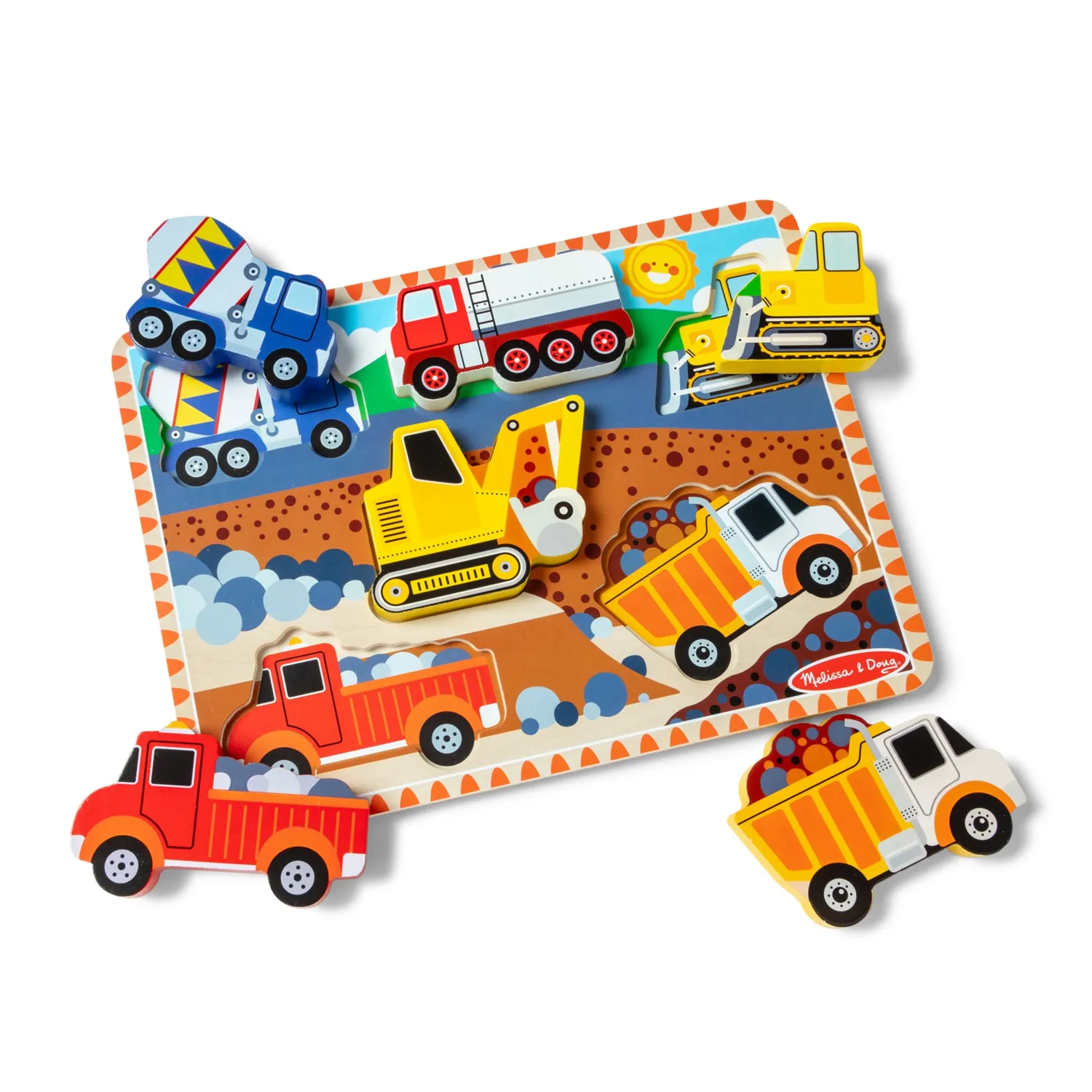 Melissa & Doug Construction Chunky Puzzle 6 Teile Holzpuzzle