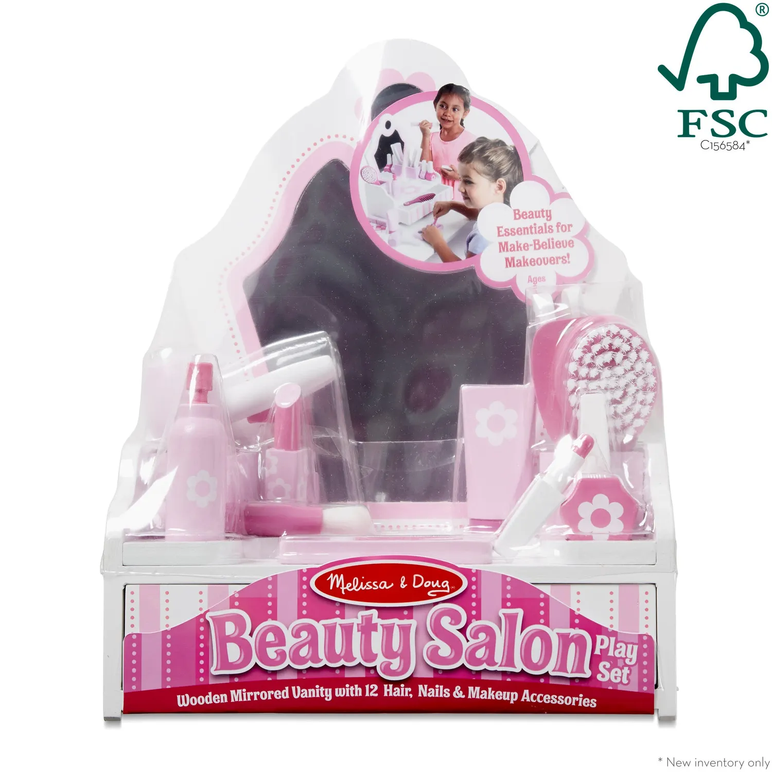 Melissa & Doug Beauty Salon Schminktisch Holz Spielset 18-teilig
