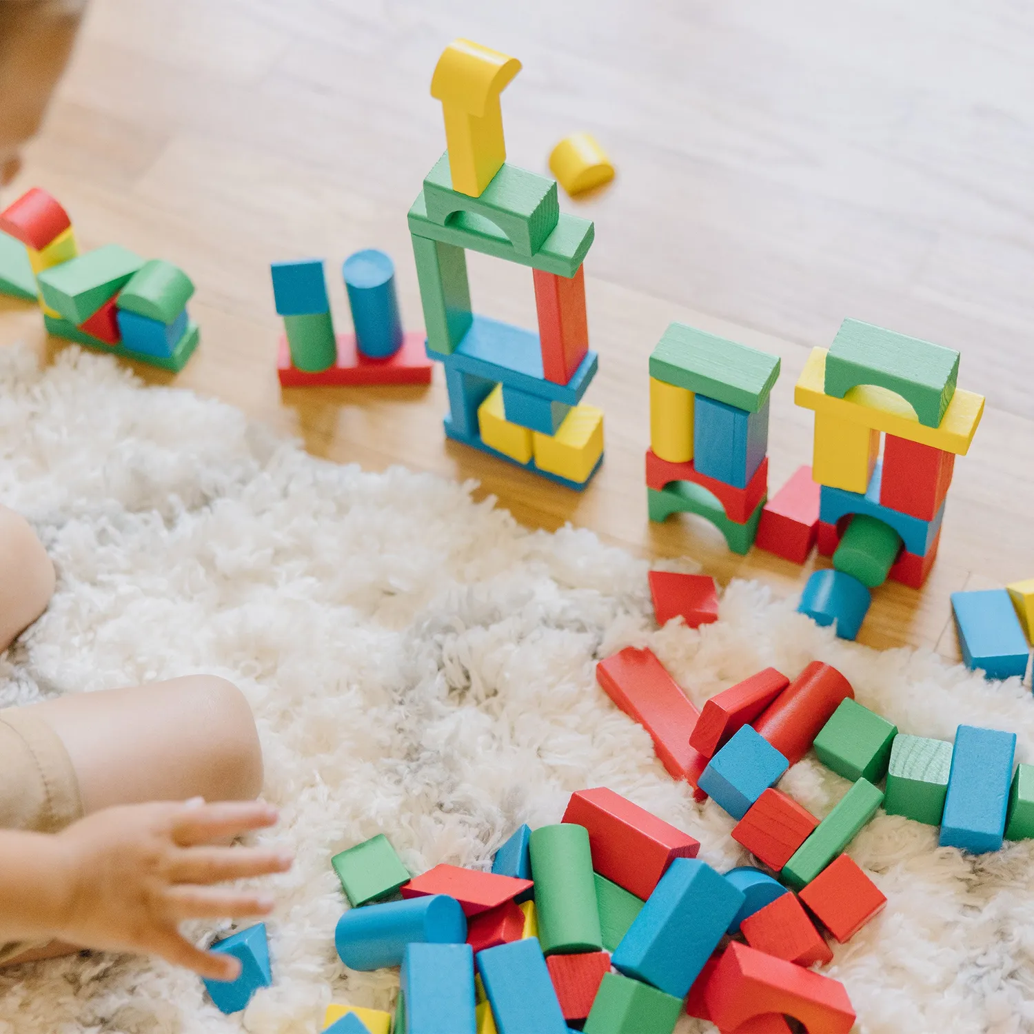 Melissa & Doug 100-Piece Wood Blocks Bausteine Holz bunt