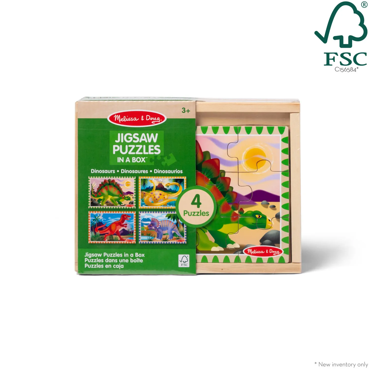 Melissa & Doug Puzzles in a Box Dinosaurier Holzpuzzle 4er