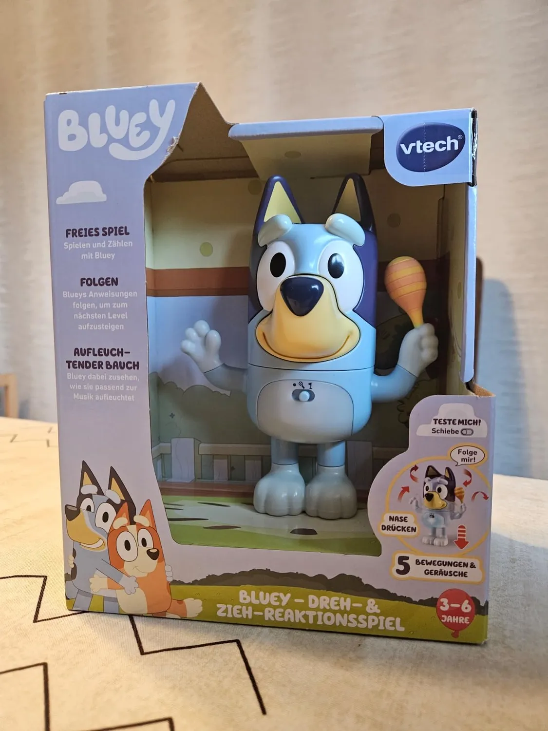 VTech Bluey Dreh- & Zieh-Reaktionsspiel Figur mit Musik 3-6 Jahre