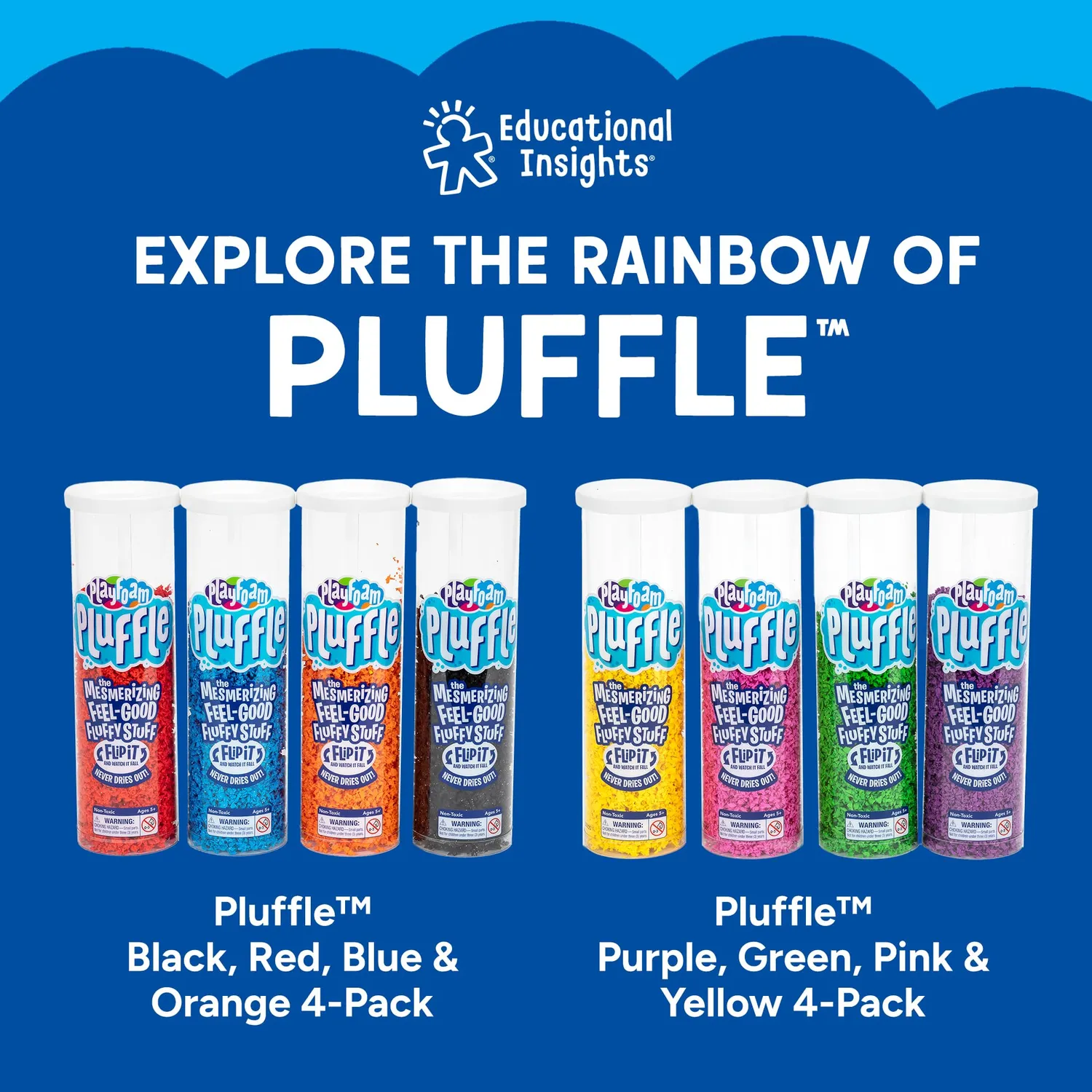 Learning Resources Playfoam Pluffle X-Röhre Sensorikspielzeug Schwarz-Weiß fliessend