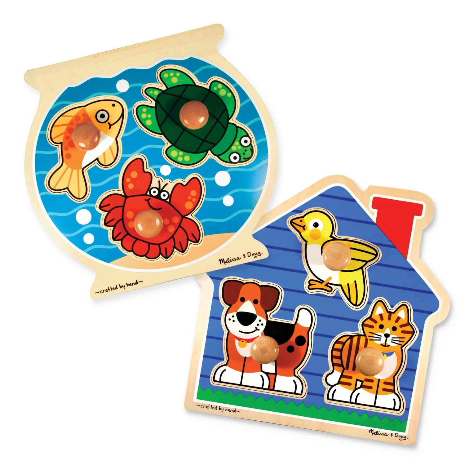 Melissa & Doug Jumbo Steckpuzzle Holz 2er-Pack Fische