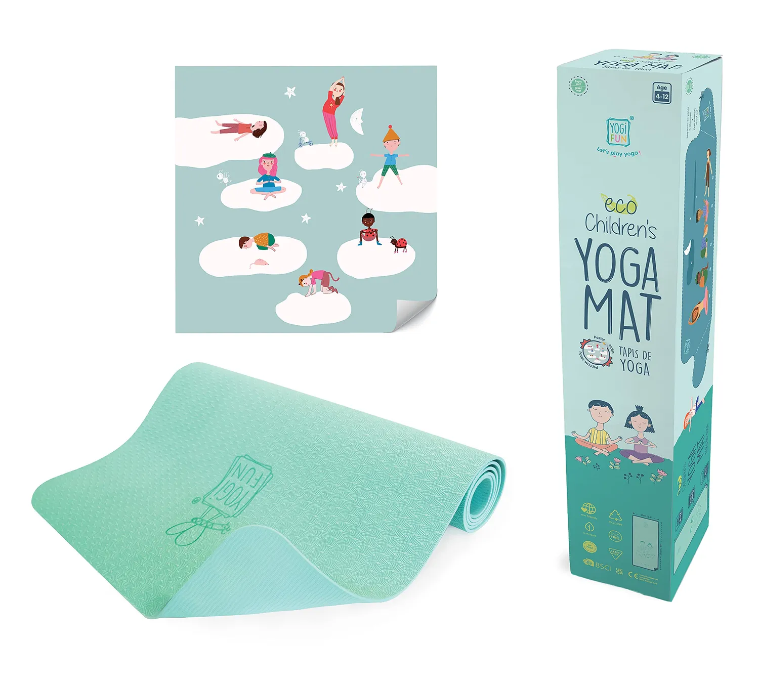Buki Yogamatte Kinder 61x150 cm Grün Lila ab 4 Jahren